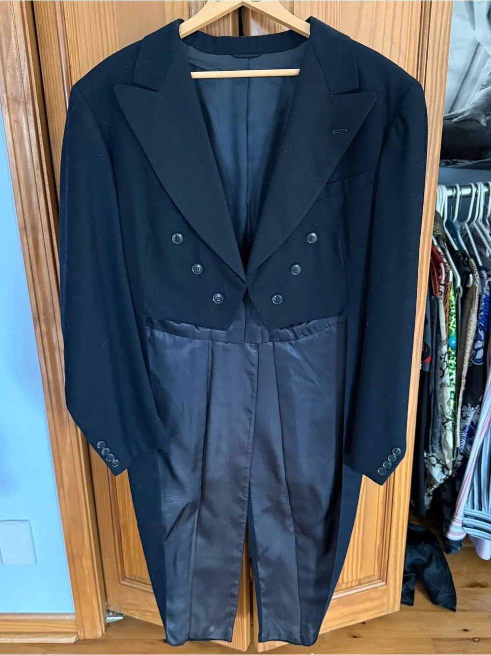 Vintage Black Wool Tailcoat Tux Jacket Varsity-Town Formal Men’s 40 Eveningwear